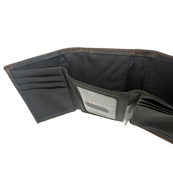 Nocona Men’s Western Trifold Wallet Leather Embroidered Stitch Brown New - Picture 8 of 12